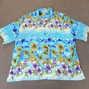 Hawaiian Men’s Button Up Short Sleeve Shirt- XXL- Tropical/ Beach/Resort/Cruise